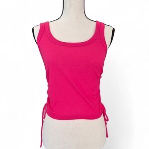 Free People Pink Ruched Side-Tie Tank Top | Size Small